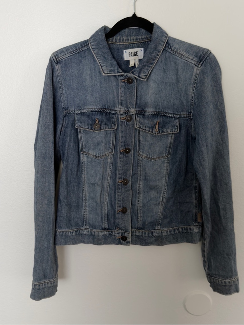 PAIGE Stonewash Blue Denim Button Jacket